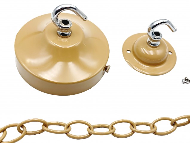 Beige and chrome ceiling rose hook large or small with optional chain 