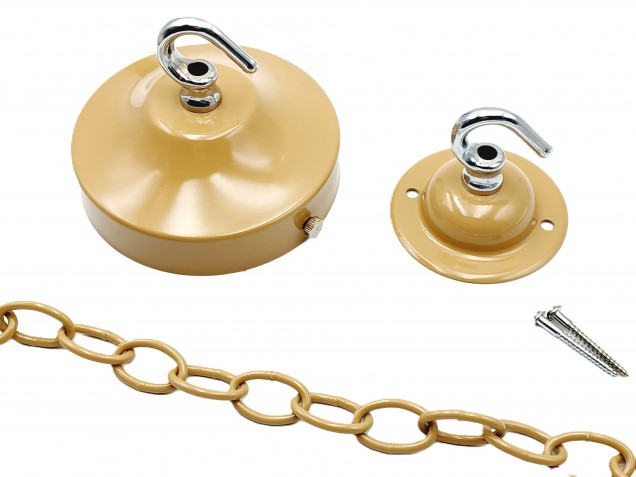 Beige and chrome ceiling rose hook large or small with optional chain 