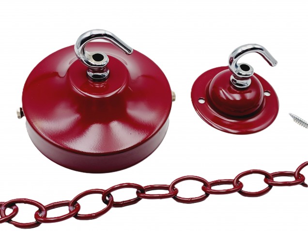 Burgundy and chrome ceiling rose hook large or small with optional chain 