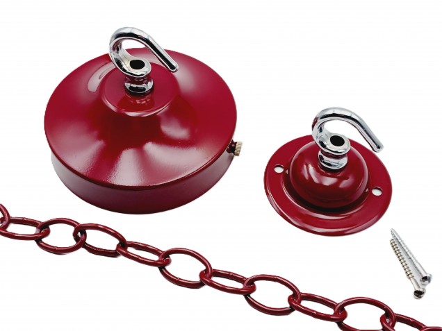 Burgundy and chrome ceiling rose hook large or small with optional chain 