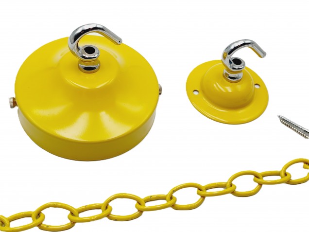 Yellow and chrome ceiling rose hook large or small with optional chain