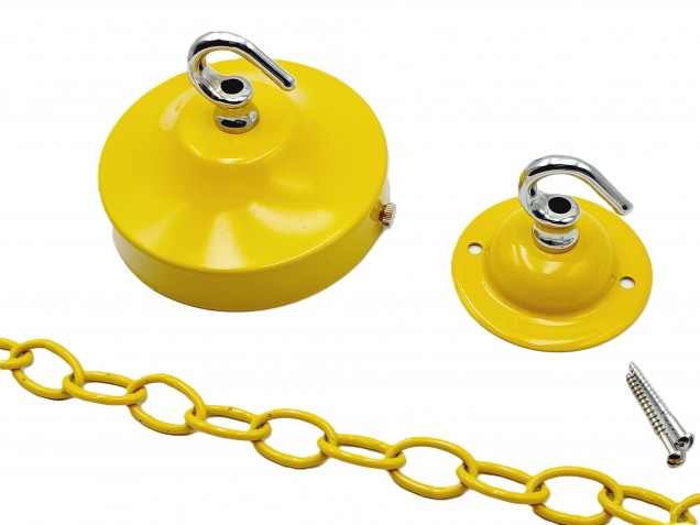 Yellow and chrome ceiling rose hook large or small with optional chain