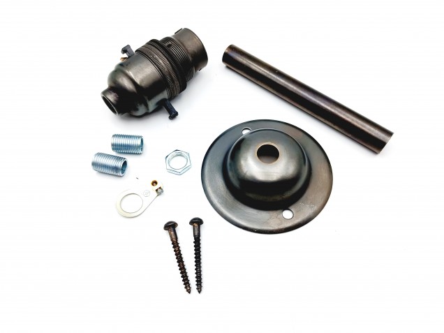 Switched Pedestal Lamp Holder B22 65mm Base Dark Bronze Finish 