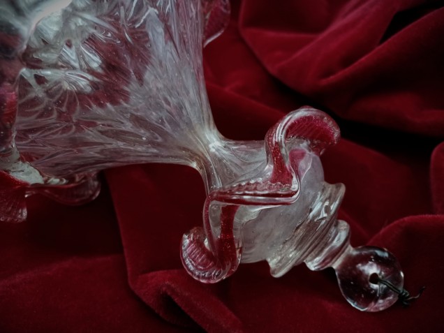 Antique large Murano Chandelier Finial Circa 1800 red and Clear 