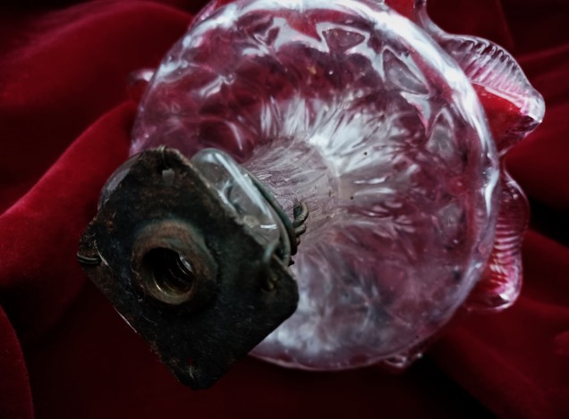Antique large Murano Chandelier Finial Circa 1800 red and Clear 