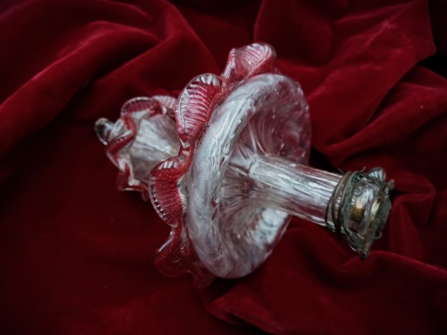 Antique large Murano Chandelier Finial Circa 1800 red and Clear 