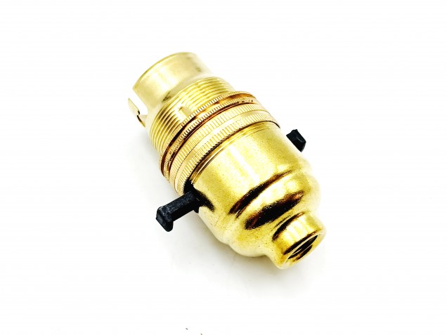 B22 Switched lamp holder Bayonet cap Brass Finish 10mm base thread