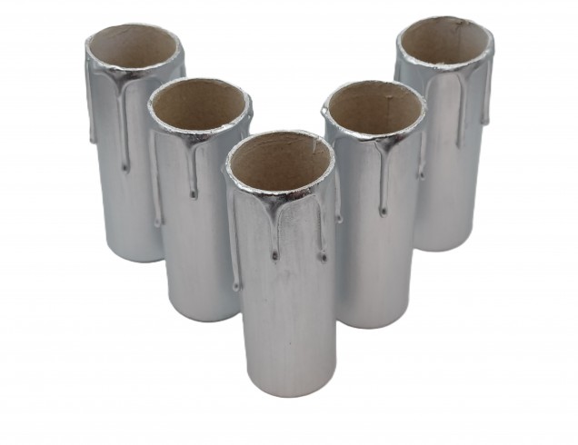 Candle Tubes silver Drip Card 100mm x 32mm 5 pack