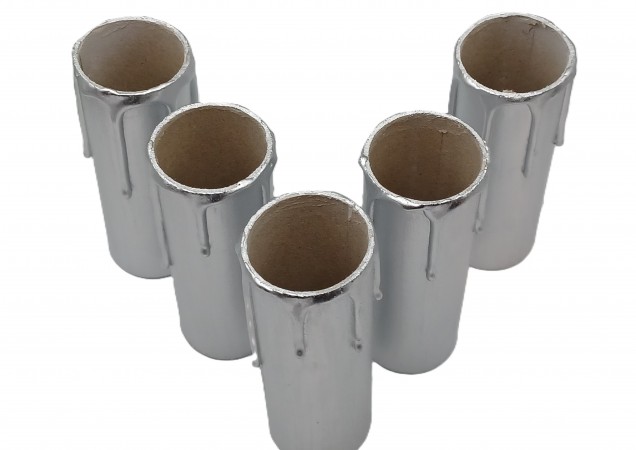 Candle Tubes silver Drip Card 100mm x 32mm 5 pack