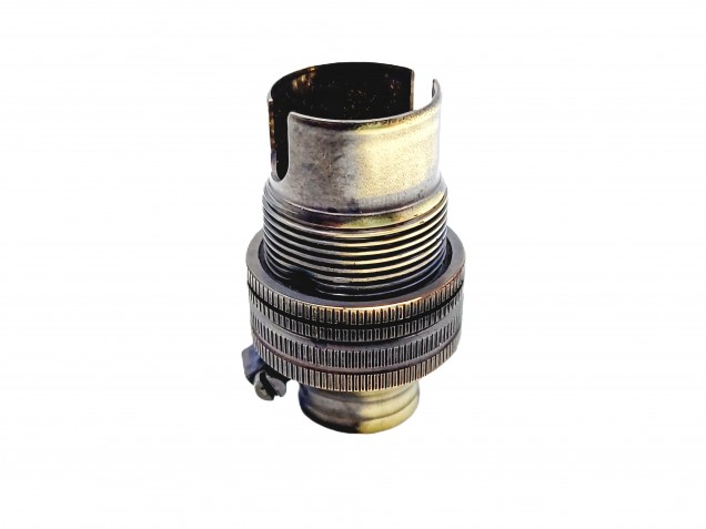 Brushed antique lamp holder SBC B15 earthed half inch base thread