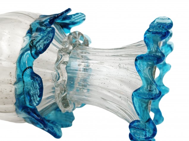 Murano Chandelier Stem Glass Turquoise and Clear 