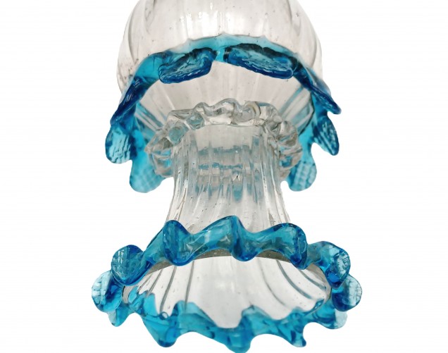 Murano Chandelier Stem Glass Turquoise and Clear 