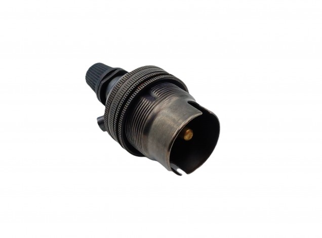 Dark bronze lamp holder with black cord grip threaded skirt 