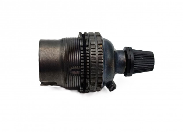 Dark bronze lamp holder with black cord grip threaded skirt 