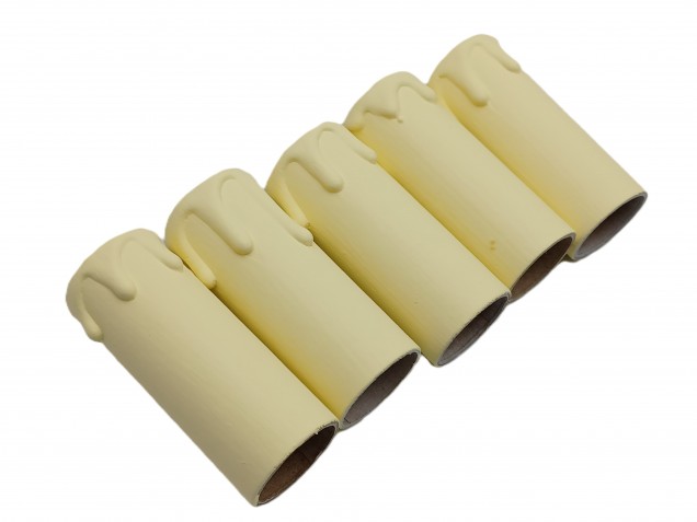 Chandelier Candle Tubes cream Drip Card 65mm x 24mm 5 pack 