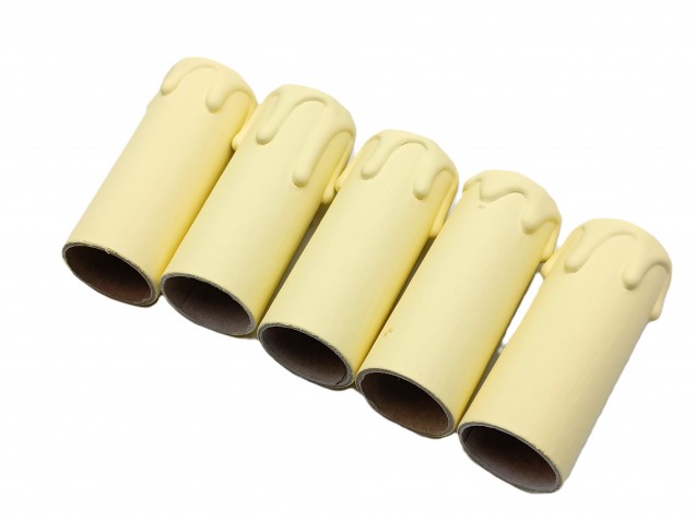 Chandelier Candle Tubes cream Drip Card 65mm x 24mm 5 pack 
