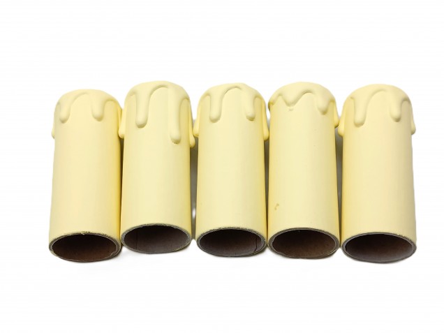 Chandelier Candle Tubes cream Drip Card 65mm x 24mm 5 pack 