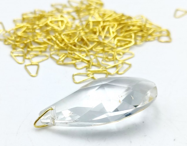 Tiny chandelier brass triangle clips crystal connectors 5mm x 8mm 100 clips