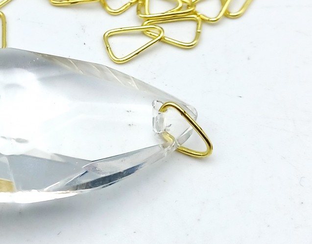 Tiny chandelier brass triangle clips crystal connectors 5mm x 8mm 100 clips