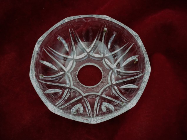 Vintage chandelier glass pan bobeche dish Approx. 103mm width 6 pin holes