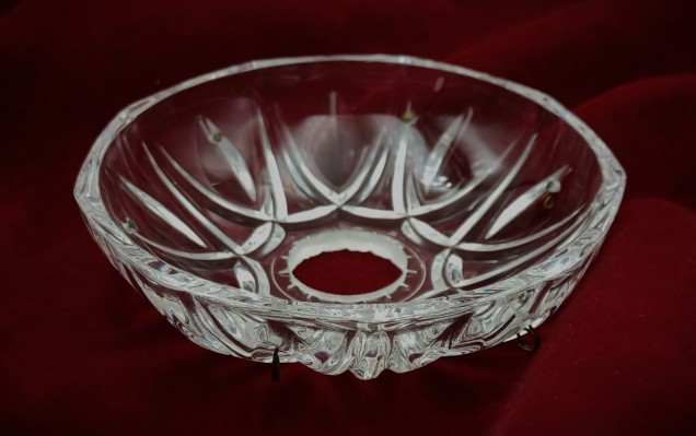 Vintage chandelier glass pan bobeche dish Approx. 103mm width 6 pin holes