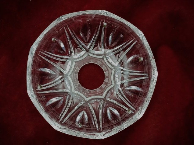 Vintage chandelier glass pan bobeche dish Approx. 103mm width 6 pin holes