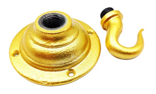Chandelier Hook Heavy Duty Gold Cast Iron Ceiling Hook and Chain