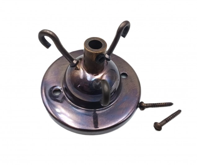 3 Hook Ceiling Pendant Set Antique Brass Complete With Chain Cable And Lamp Holder 