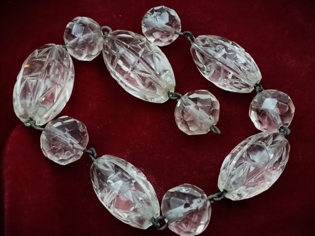 Strand of cut glass Edwardian beads ready pinned 