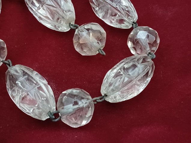 Strand of cut glass Edwardian beads ready pinned 