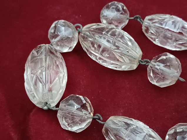 Strand of cut glass Edwardian beads ready pinned 