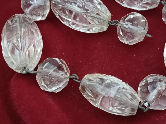 Strand of cut glass Edwardian beads ready pinned 