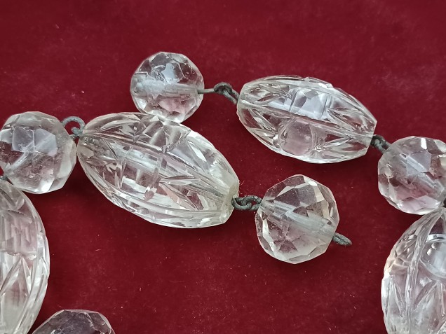 Strand of cut glass Edwardian beads ready pinned 