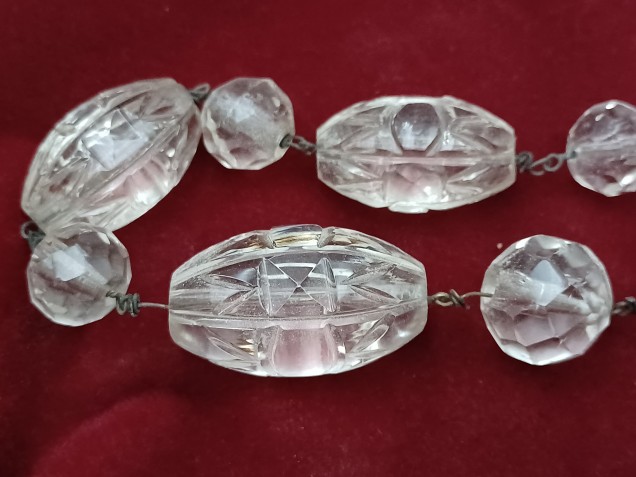 Strand of cut glass Edwardian beads ready pinned 