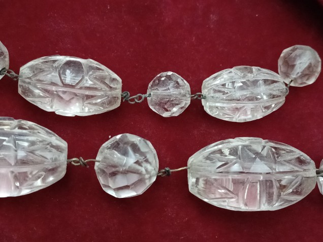 Strand of cut glass Edwardian beads ready pinned 