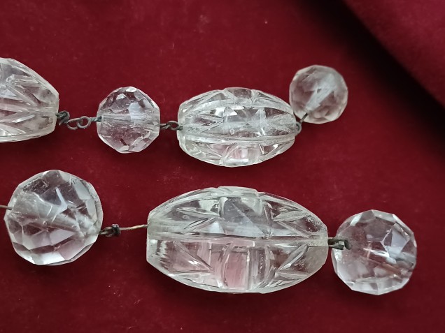 Strand of cut glass Edwardian beads ready pinned 