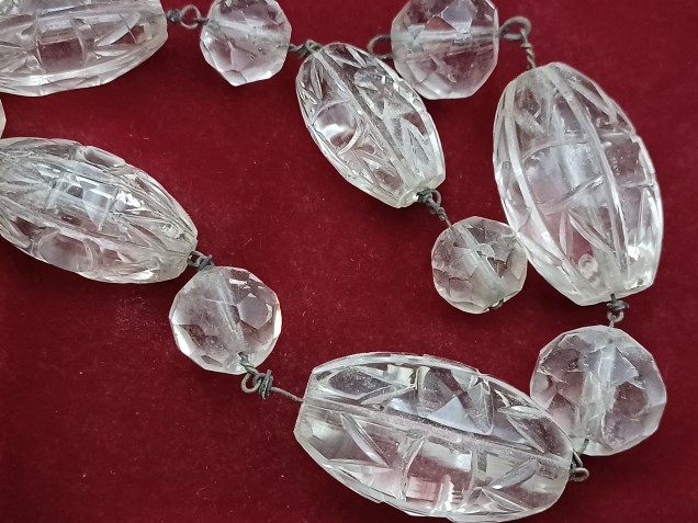 Strand of cut glass Edwardian beads ready pinned 
