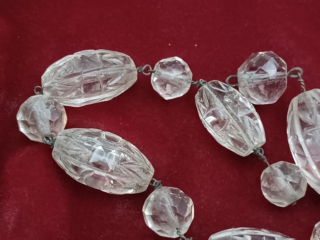 Strand of cut glass Edwardian beads ready pinned 