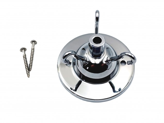 3 hook ceiling rose with cord grip and screws in chrome