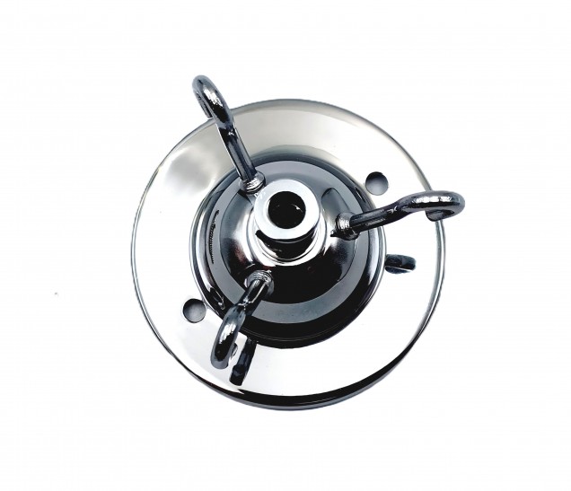 3 hook ceiling rose with cord grip and screws in chrome