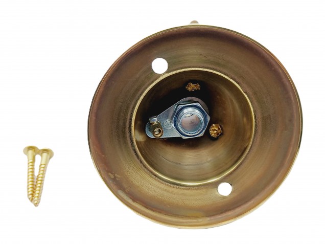 3 hook ceiling rose with cord grip and screws in brass