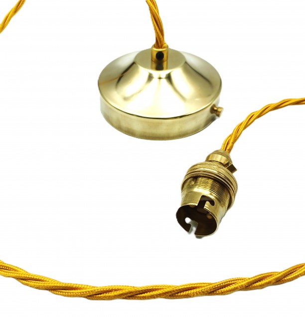 Brass Metal Ceiling Rose Light Pendant Set With B22 100mm Rose 