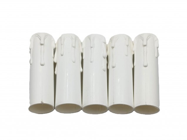 white plastic wax drip effect candle tubes 85mm height x 23mm