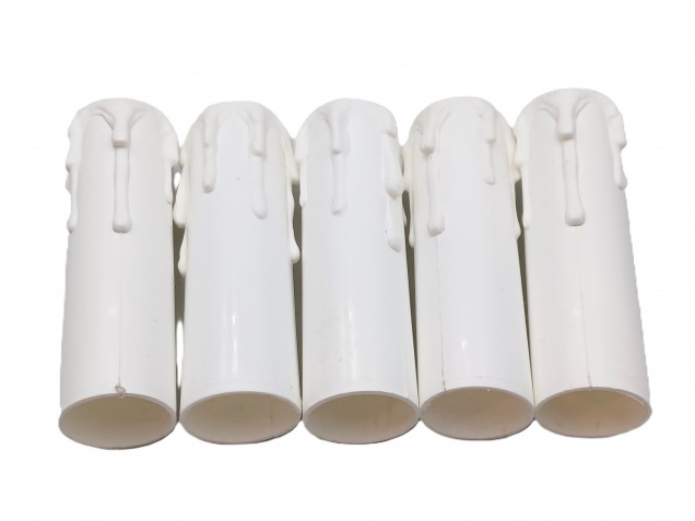 white plastic wax drip effect candle tubes 85mm height x 23mm