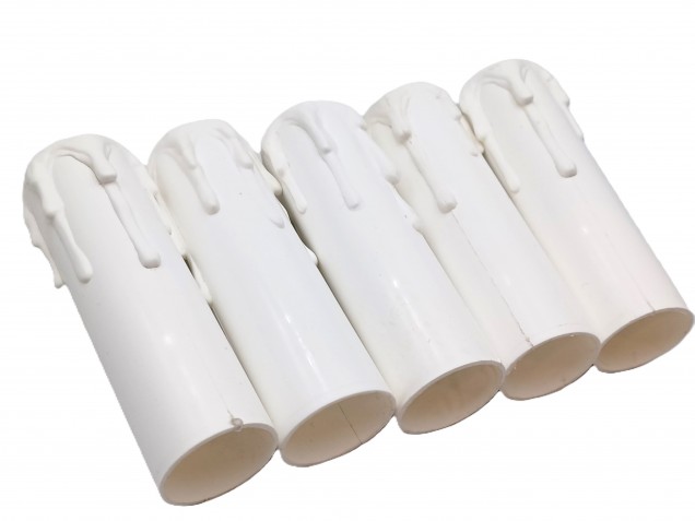 white plastic wax drip effect candle tubes 85mm height x 23mm