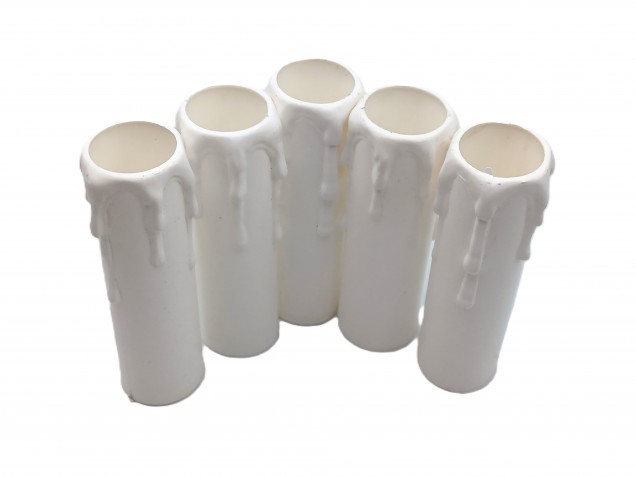 white plastic wax drip effect candle tubes 85mm height x 23mm