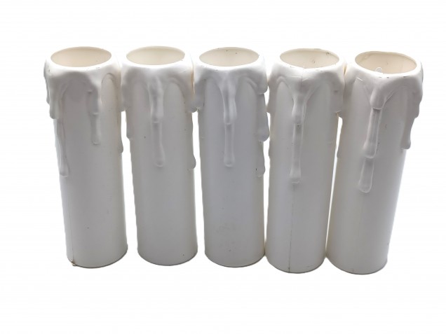 white plastic wax drip effect candle tubes 85mm height x 23mm