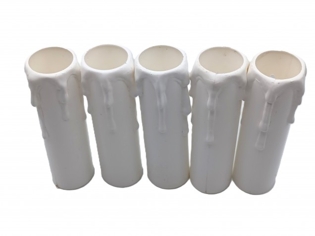 white plastic wax drip effect candle tubes 85mm height x 23mm