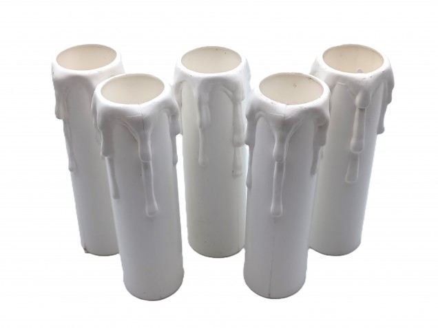 white plastic wax drip effect candle tubes 85mm height x 23mm