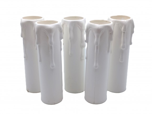 white plastic wax drip effect candle tubes 85mm height x 23mm